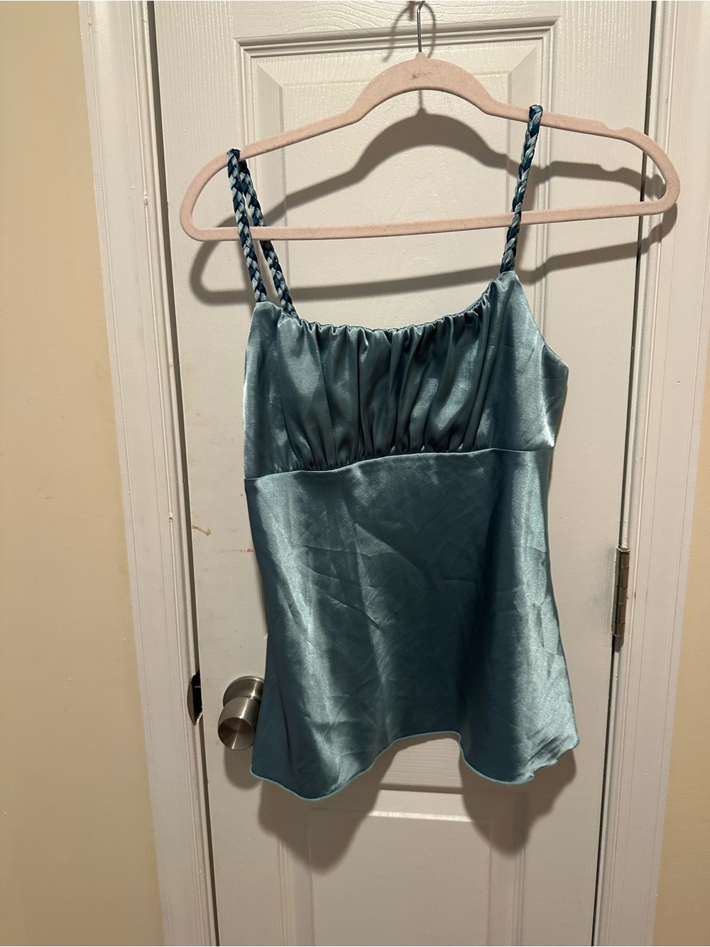 BCX Satin Braided Strap Cami in Teal